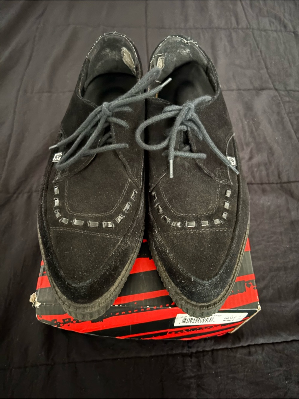 T.U.K Creepers Men's Black Suede Lace-Up Dress Shoes